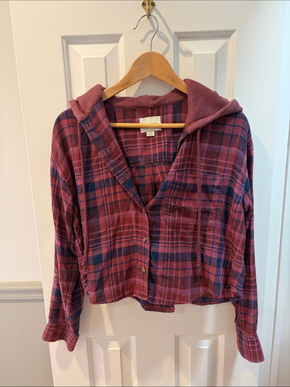 Plaid Button-Up in Burgundy and Navy